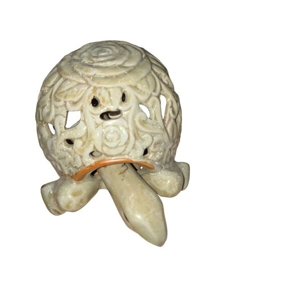 Vintage Decorative Turtle Lamp Glazed Ceramic with Perforations Swivel Head - Picture 2 of 11